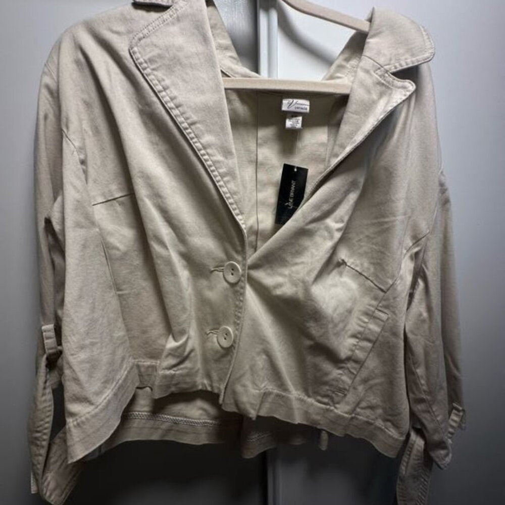 Lane Bryant Venezia Beige Cropped Cotton Blazer Jacket 18/20